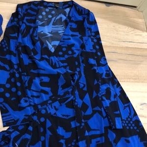 Armani blue black wrap dress